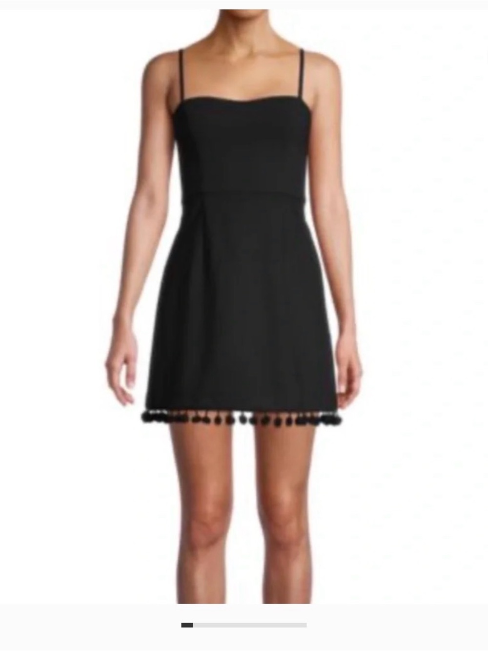 French Connection Black Pom-Trim Mini Dress